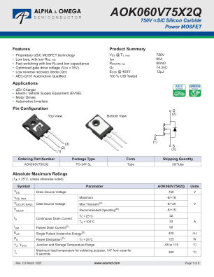 AOK060V75X2Q 数据手册首页