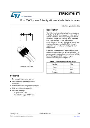 STPSC8TH13TI datasheet cover page