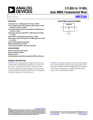 HMC558A datasheet cover page