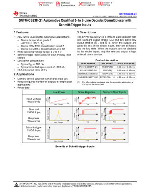 SN74HCS238-Q1 datasheet cover page