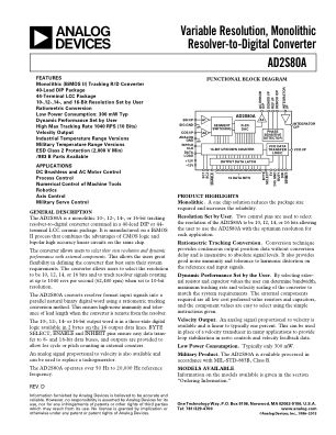 AD2S80A 数据手册首页