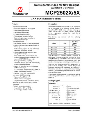 MCP25050-I 数据手册首页