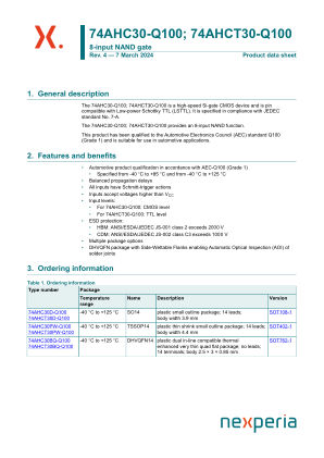 74AHCT30PW-Q100J datasheet cover page
