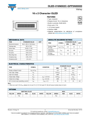 OLED016N002CGPP5N00000 datasheet cover page