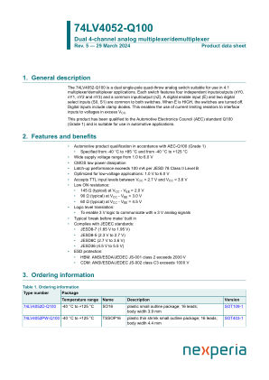 74LV4052PW-Q100J datasheet cover page