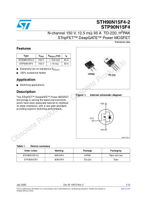 STH90N15F4-2 datasheet cover page