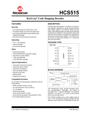 HCS515-I 数据手册首页