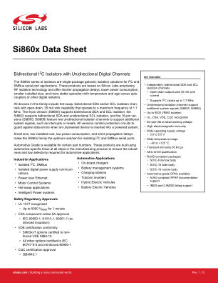 SI8605AD-B-IS 数据手册首页
