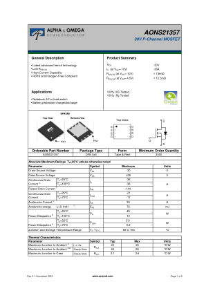 AONS21357 datasheet cover page