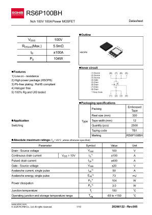RS6P100BH 数据手册首页