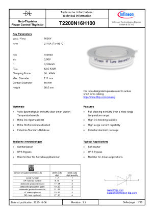 T2200N16H100 datasheet cover page