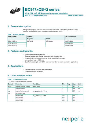 BC847AQB-QZ datasheet cover page