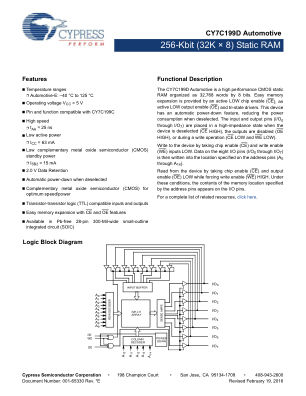 CY7C199D-25SXE datasheet cover page