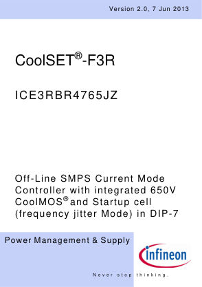 ICE3RBR4765JZ datasheet cover page