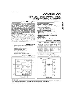 MAX530 数据手册首页