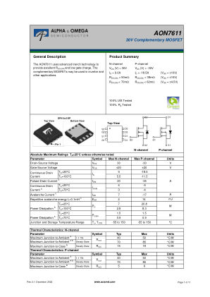 AON7611 数据手册首页