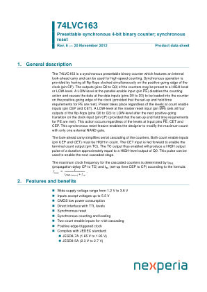 74LVC163PW datasheet cover page