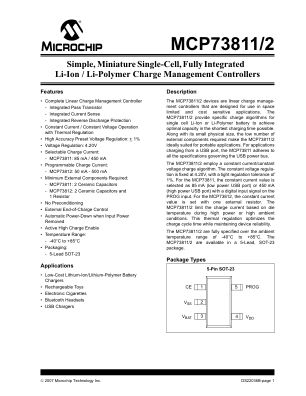 MCP73812T-420I 数据手册首页