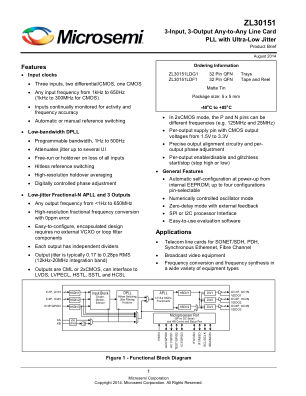 ZL30151LDG1 数据手册首页