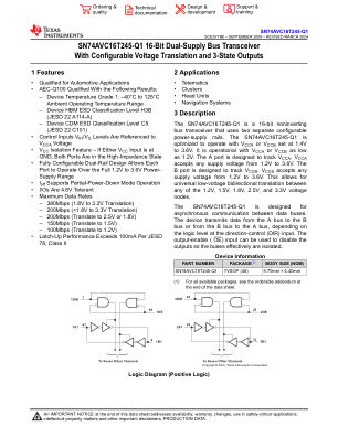 SN74AVC16T245-Q1 datasheet cover page