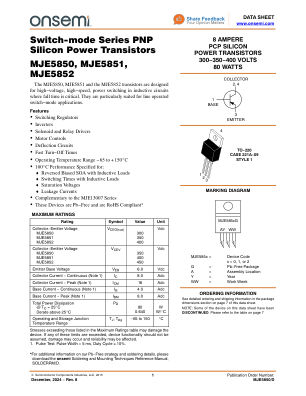 MJE5850 datasheet cover page
