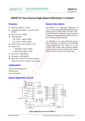 AW3571X datasheet cover page