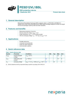 PESD12VL1BSLAZ datasheet cover page
