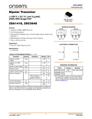 2SA1418 datasheet cover page