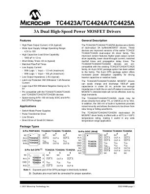 TC4424AVOA713 数据手册首页