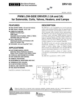 DRV103 datasheet cover page