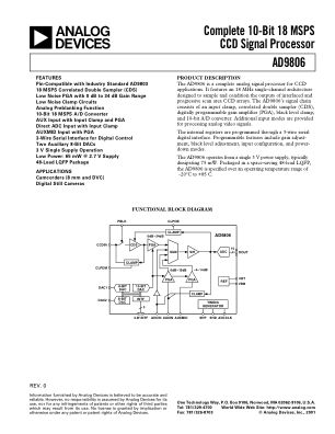 AD9806 datasheet cover page