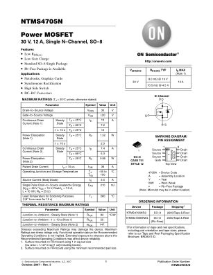 NTMS4705N datasheet cover page