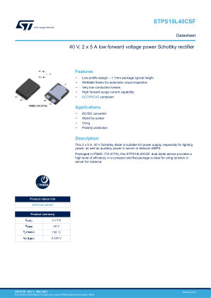 STPS10L40CSF 数据手册首页