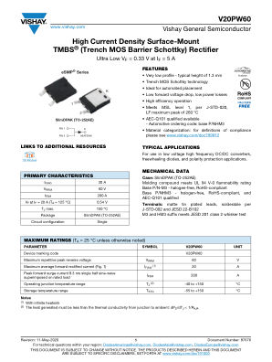 V20PW60 datasheet cover page
