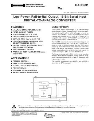 DAC8531 datasheet cover page