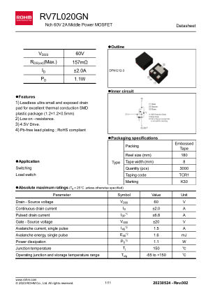 RV7L020GN 数据手册首页