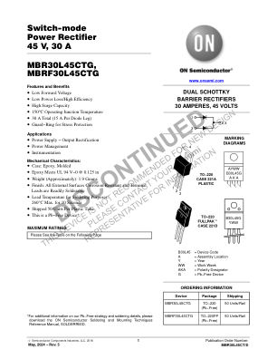 MBR30L45CT datasheet cover page