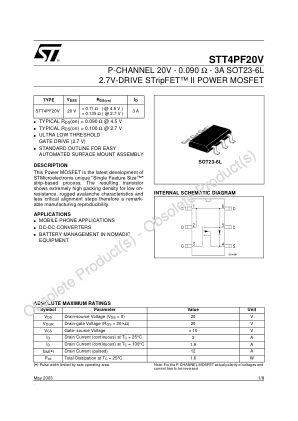 STT4PF20V 数据手册首页