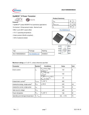 IAUC100N08S5N034 datasheet cover page