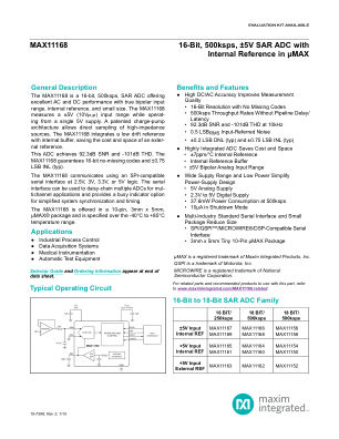 MAX11168 datasheet cover page