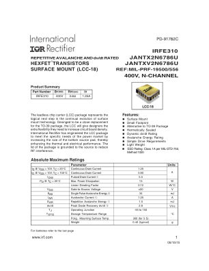 JANTXV2N6786U datasheet cover page