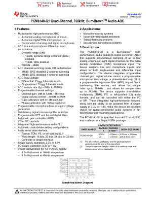 PCM6140-Q1 datasheet cover page
