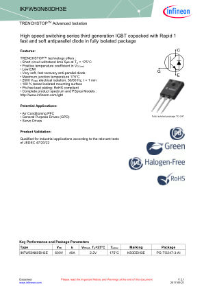 IKFW50N60DH3E datasheet cover page