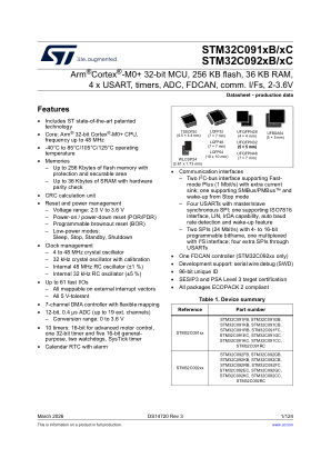 STM32C091CB datasheet cover page