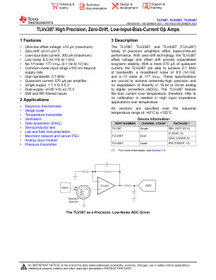 TLV4387 datasheet cover page