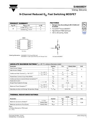 SI4800BD datasheet cover page