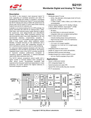 SI2151-A10-GMR datasheet cover page