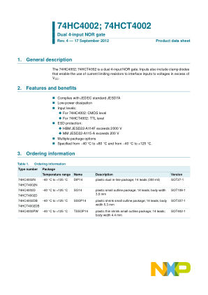 74HC4002D datasheet cover page