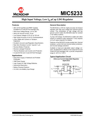 MIC5233YM5-TR datasheet cover page
