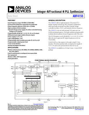 ADF4155 数据手册首页